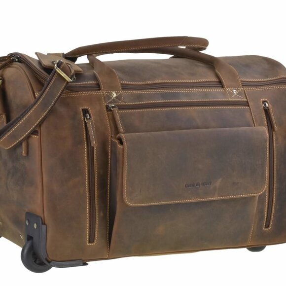 Greenburry Vintage Leather Rolling Travel Bag 1736-T-25 - Picture 2 of 3